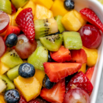 fruit salad with honey lime basil drizzle