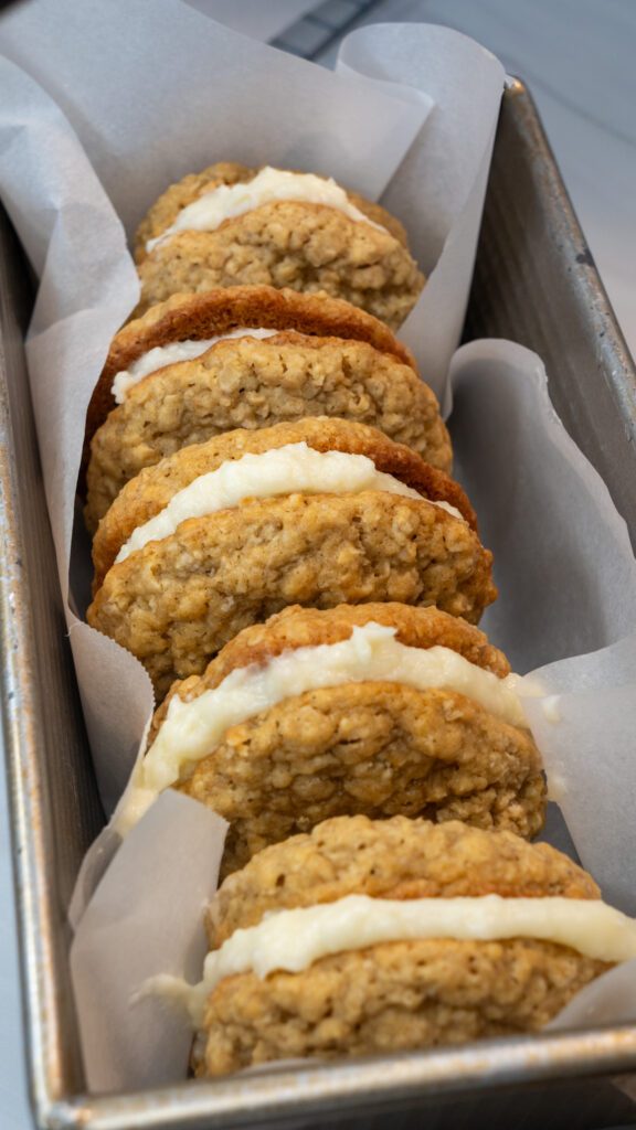 homemade oatmeal cream pies in a row