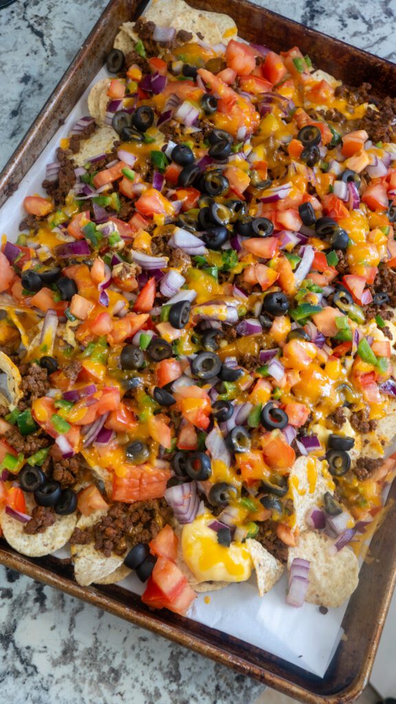 ground beef sheet pan nachos